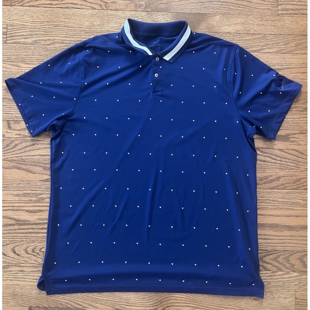 Nike Dri Fit Vapor Triangles Golf‎ Polo Men's Large Navy Blue SS